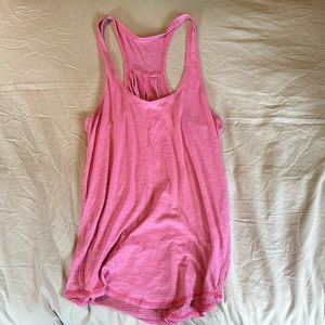 Pink Lululemon workout tank with keyhole back